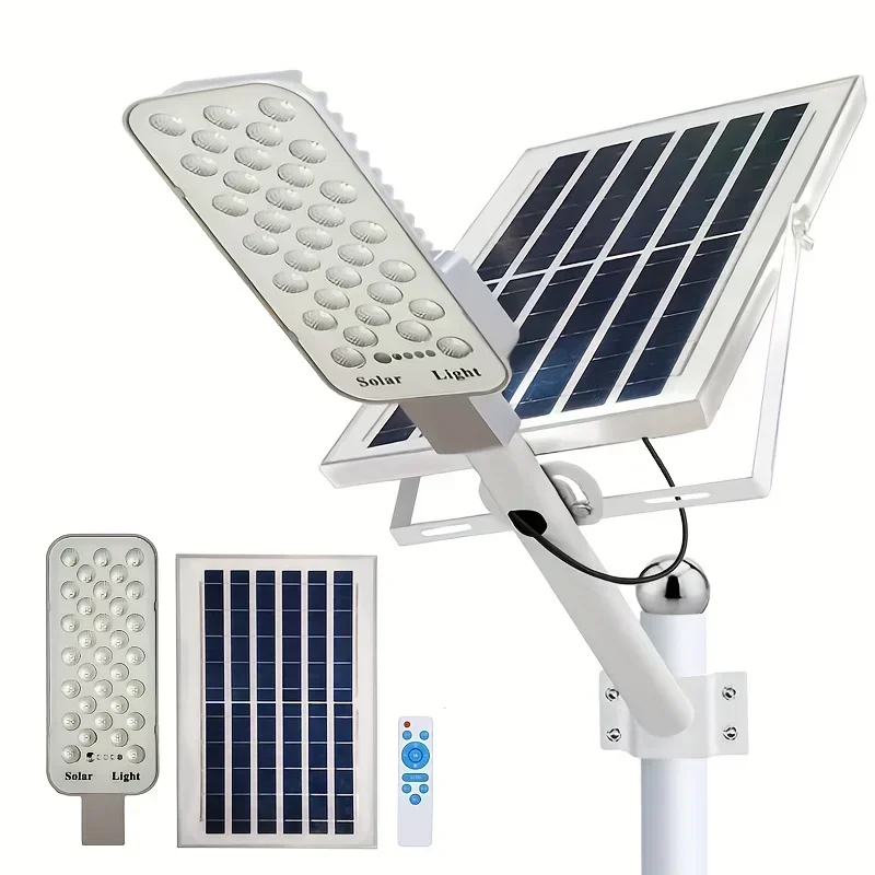Solar-Straßenlaterne, 6000 mAh, Sensor, automatischer Schalter, Fernbedienung, 128 LED-Außenbeleuchtung für Garten, Rasen, Einfahrt, Garage