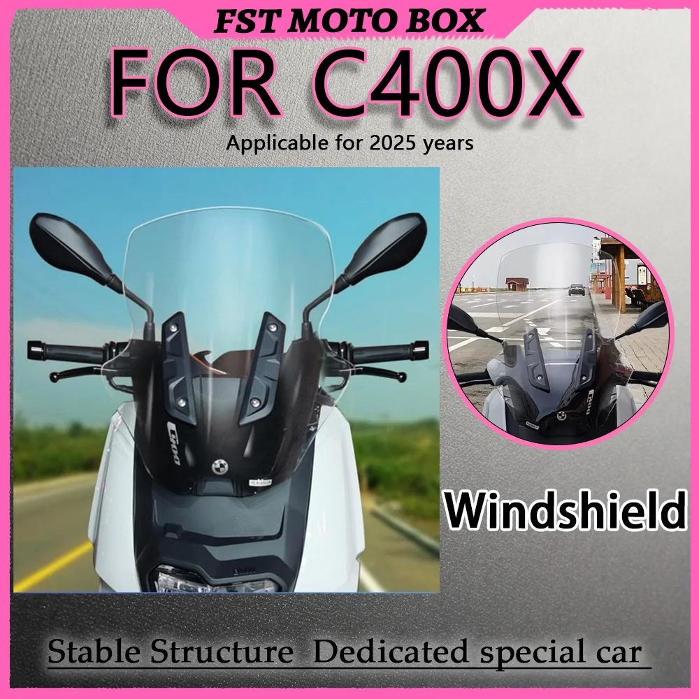 FOR C400X Height-Modified Windshield Non-Destructive Installation Fits Original Bracket Optimizes Side Airflow Reduces Vehicle