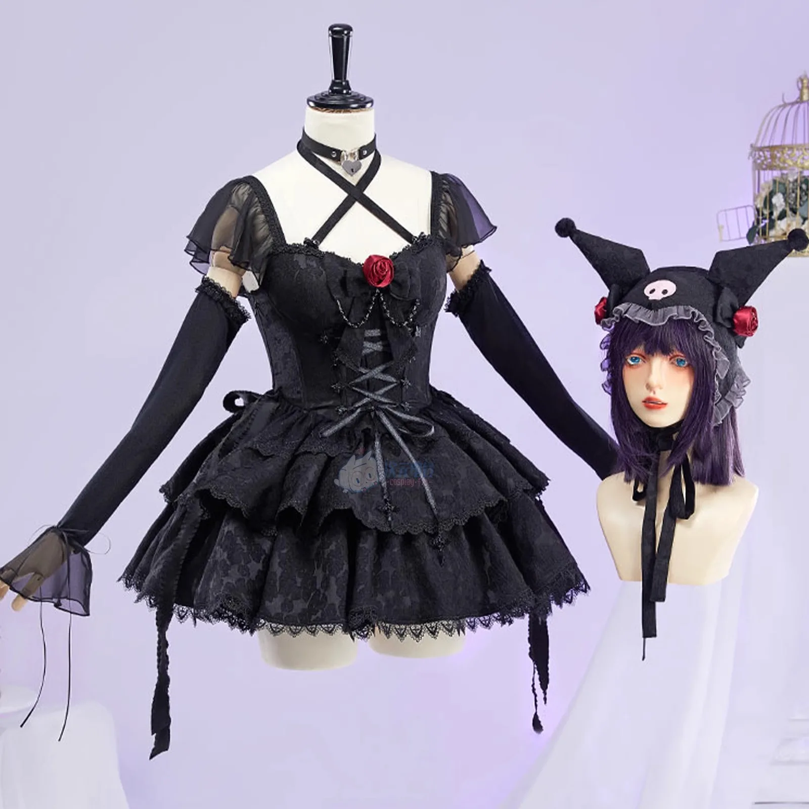 Anime My Dress Up Darling Marin Kitagawa Cosplay Costume Women Black Sexy Princess Dress Hat Socks Halloween Carnival Uniform