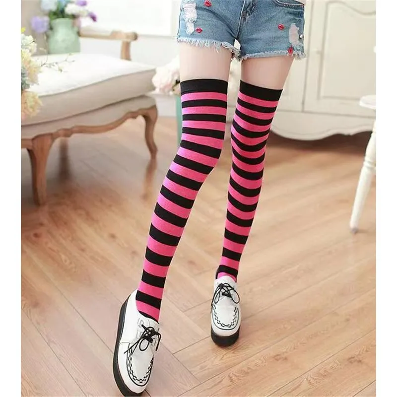 Damensocken, bunte Streifen, personalisierbar, modisch, cool, lange Röhrensocken, Gothic-Stil, japanischer Punk, JK-Wadenstrümpfe, Mädchen
