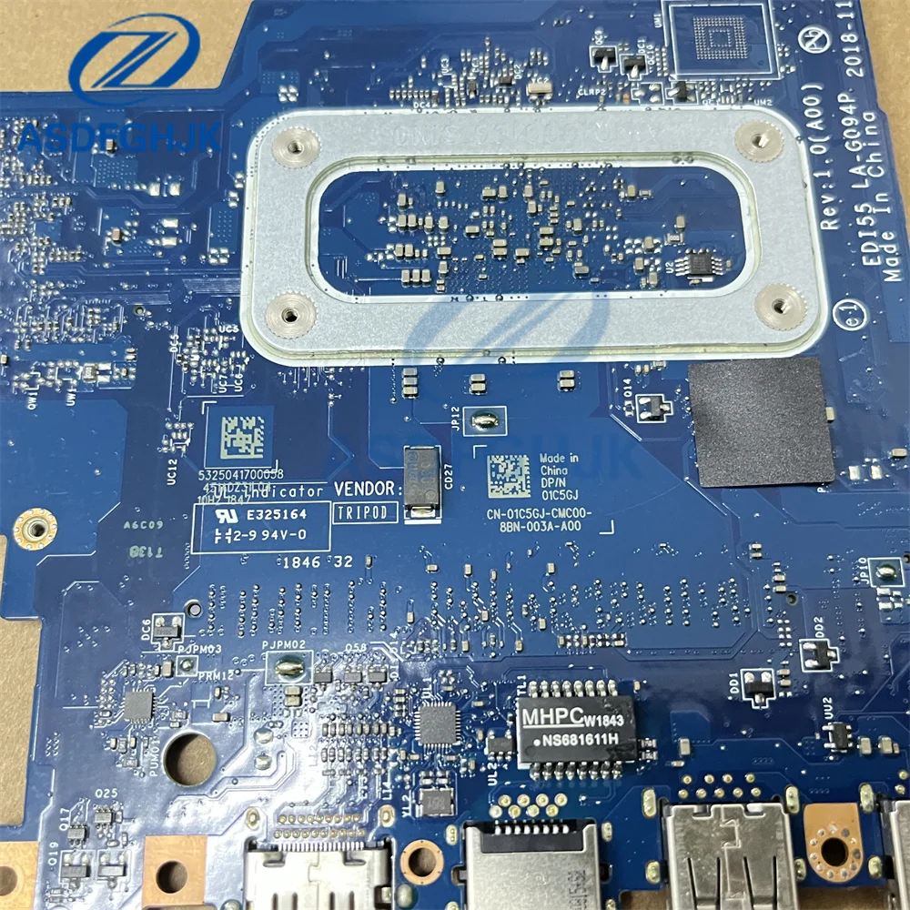 

LA-G094P CN-01C5GJ 01C5GJ 07T7CP 0PNJPX CN-06P8X8 06P8X8 Original For DELL inspiron 14 3000 3482 3582 3782 Laptop Motherboard