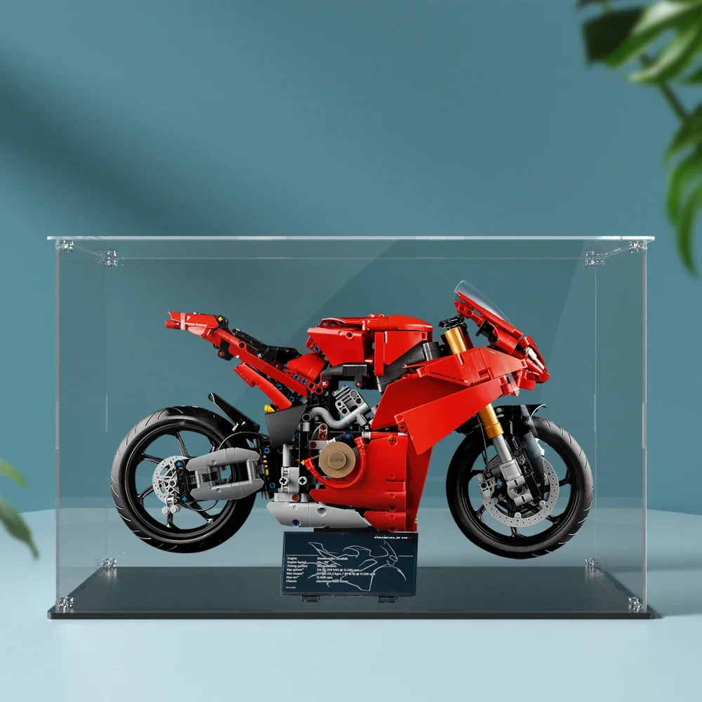 

JKW Display box for 42202 display case for Panigale V4 S building block dustproof clear showcase toy bricks storage box