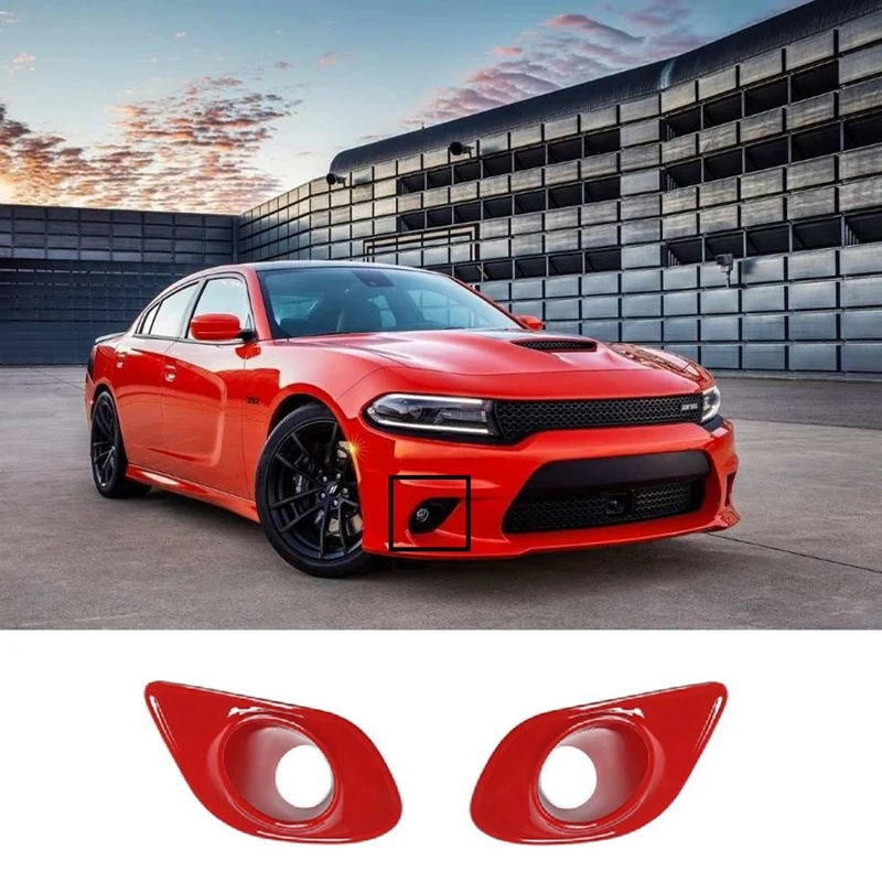 Front Fog Light Lamp Cover Tirm for Dodge Charger 2015 2016 2017 2018 2019 2020 Car Accessories(Red)