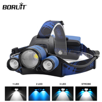 BORUiT 5000LM LED Headlamp Chargeable Outdoor Fishing Head Flashlight Portable Lighting Camping Searchlight Headlight