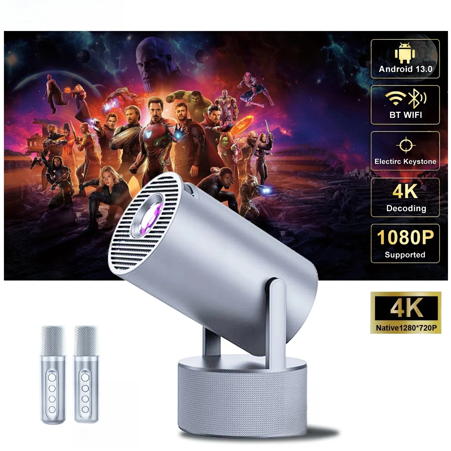 

KaiAqua 4K Native 1080P Android 11 Projector 390ANSI HT5PRO Dual Wifi6 BT5.0 Cinema Outdoor Portable Projetor Upgrated HT5 NEW