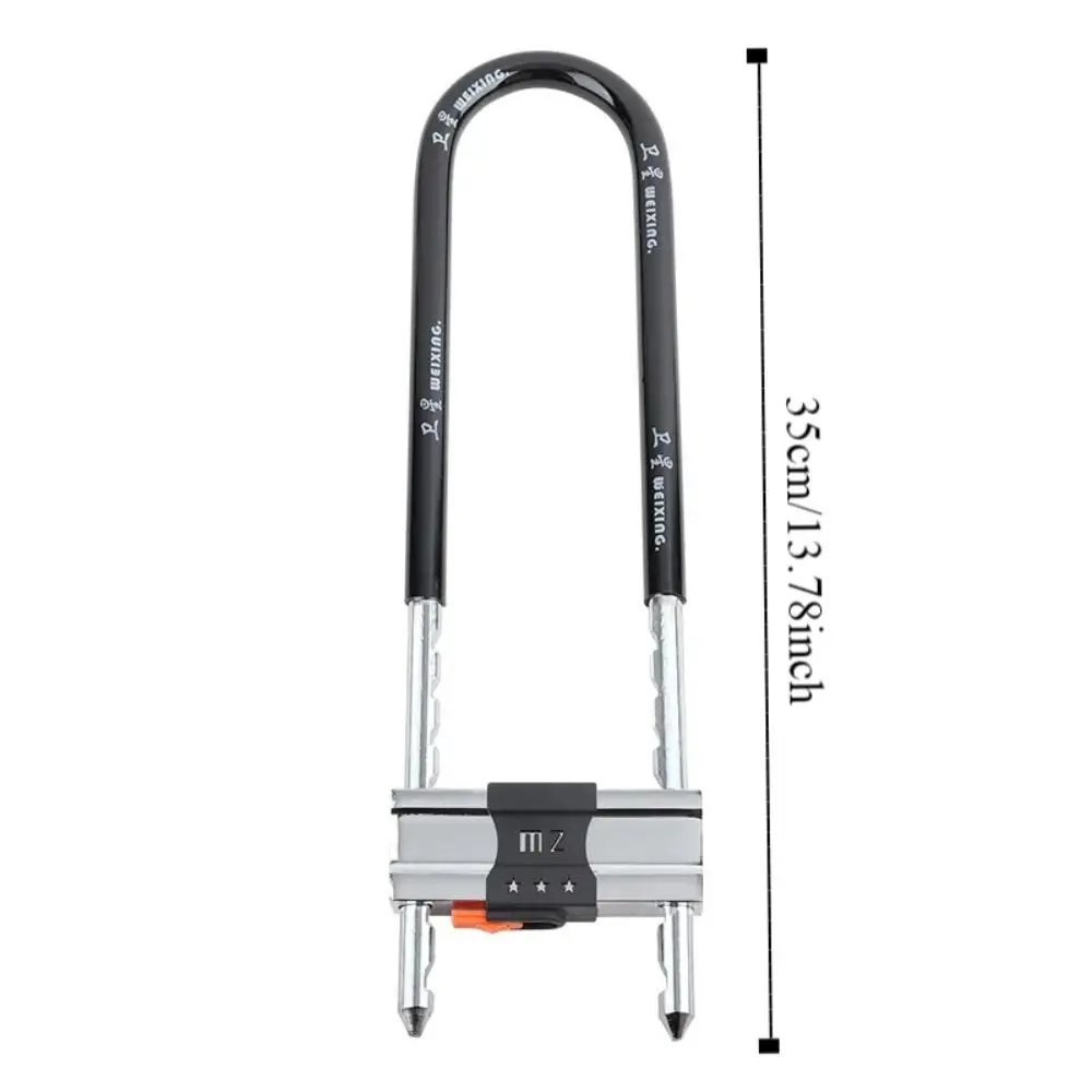 Serratura antifurto lunga e grande con copertura antipolvere Negozio di sicurezza per ufficio Serratura da infilare Robusta serratura per porta in vetro a forma di U spessa per moto