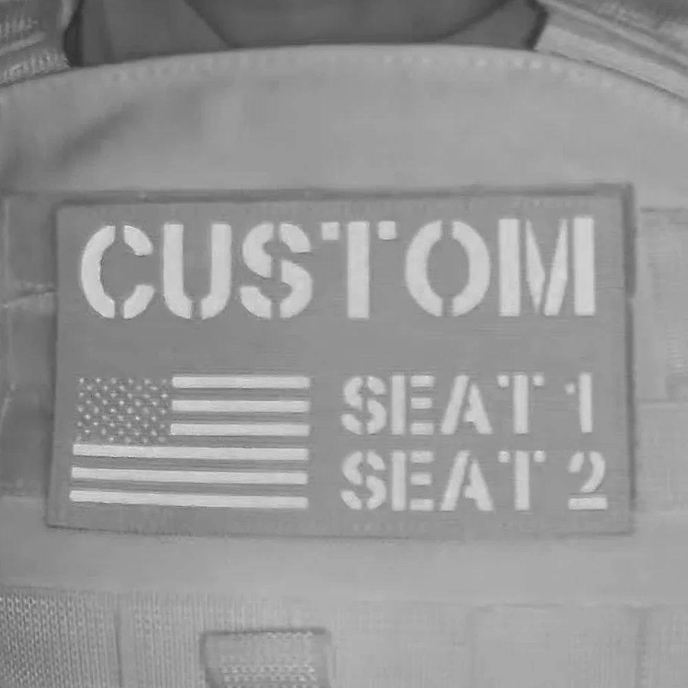 15cm Custom Logo Flag Laser Cut IR IFF Infrared Reflection Back Patch Name Tapes Black Letters Morale Tactics Military Airsoft