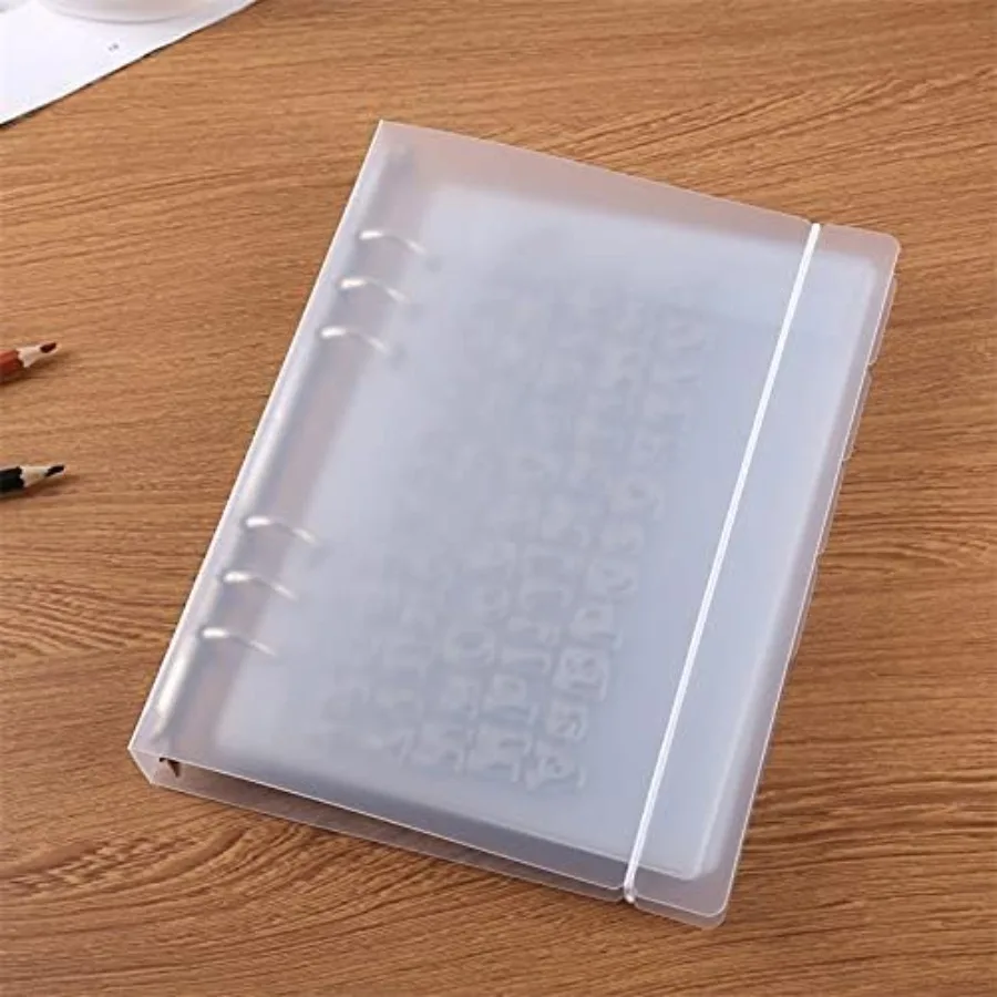A5 6 Ring Binder Cover Clean Transparent Soft PVC for Refillable Notebook Shell withMatte surfacefotamp and Die Storage