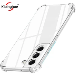 Luxury Shockproof Silicone Soft Case For Samsung Galaxy S24 S23 S21 FE S22 Plus Ultra Clear Crystal Cover TPU Thin Airbag Shell