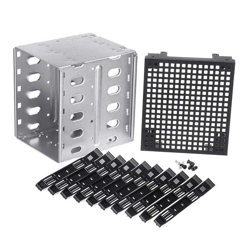 TOP 5.25 Inch to 5 x 3.5 Inch SATA HDD Cage Rack Hard Drive Disk Enclosure HardDrive Disk Tray Caddy Adapter