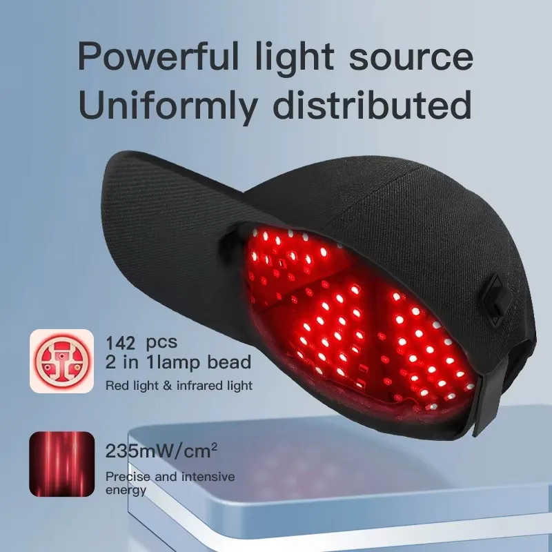 LED Red Light Therapy Hat For Hair Growth Red & Infrared Light Hair Growth Cap For Hair Loss Promote Hair Fast Regrow Care Cap view 3