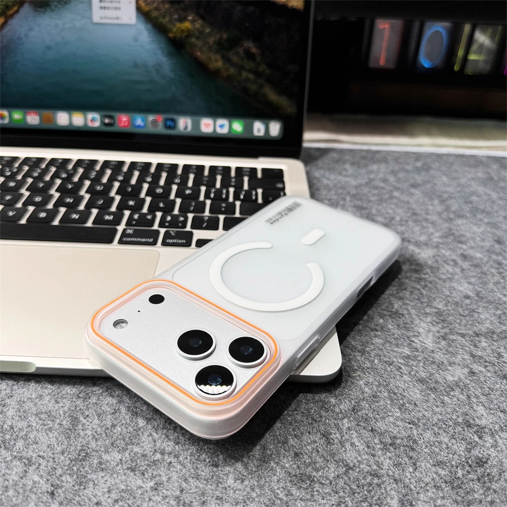 Mattierte, durchscheinende, schlanke Hartschale mit Barcode für iPhone 18 17 Pro Max Air 16 15 14 Plus 13 12 Pro mit Magsafe-Magnetabdeckung – Detail 1