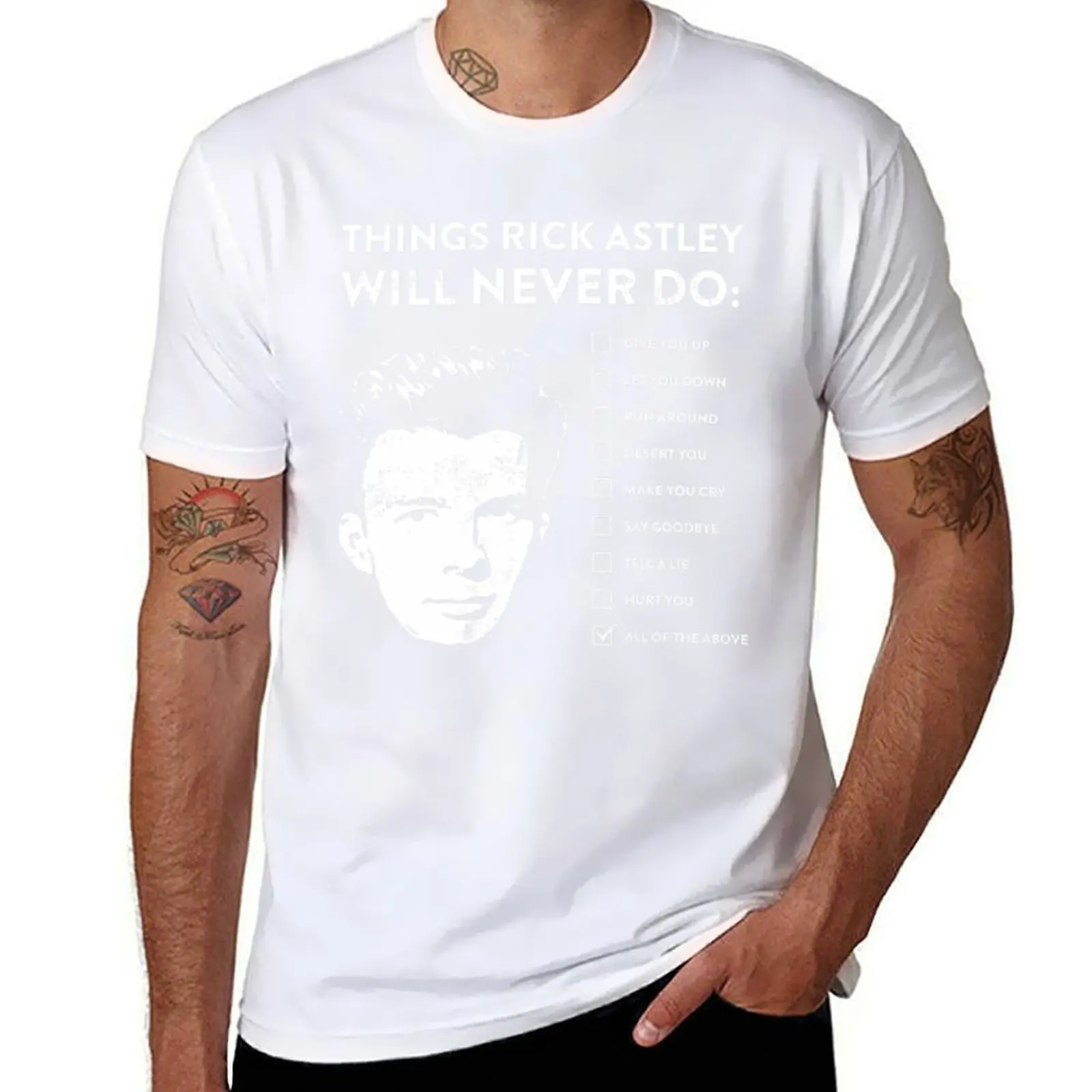 

Things rick astley will never do T-Shirt Summer Print Short Sleeve Tee
