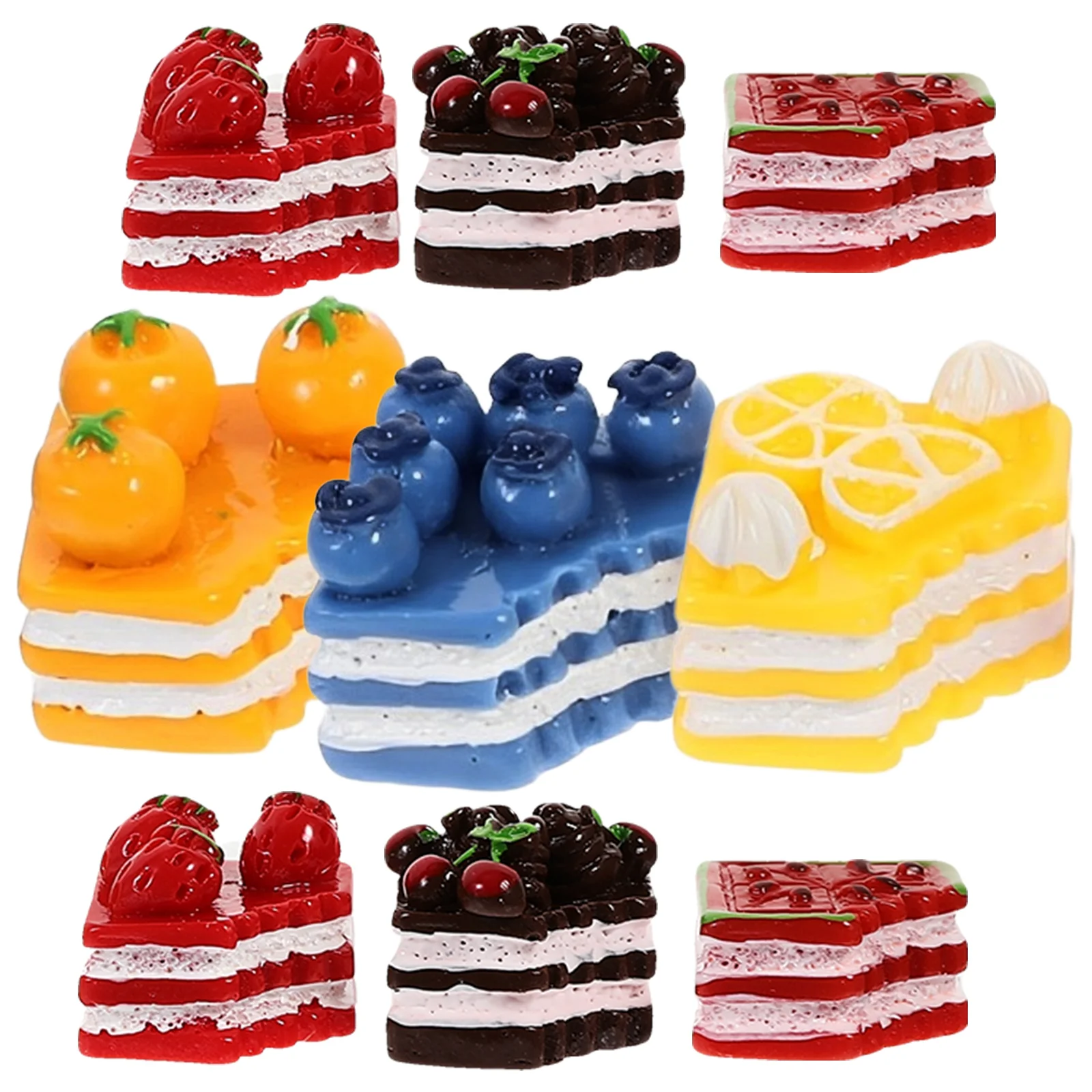 

12 Pcs Cake Resin Accessories Mini Model House Ornament Supplies Fake Dessert Craft Material Bright Color Realistic Shape