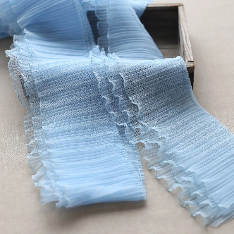 1M tres capas de gasa plisada encaje volantes cinta de costura DIY vestidos de costura faldas mullidas 15CM de ancho adorno de encaje