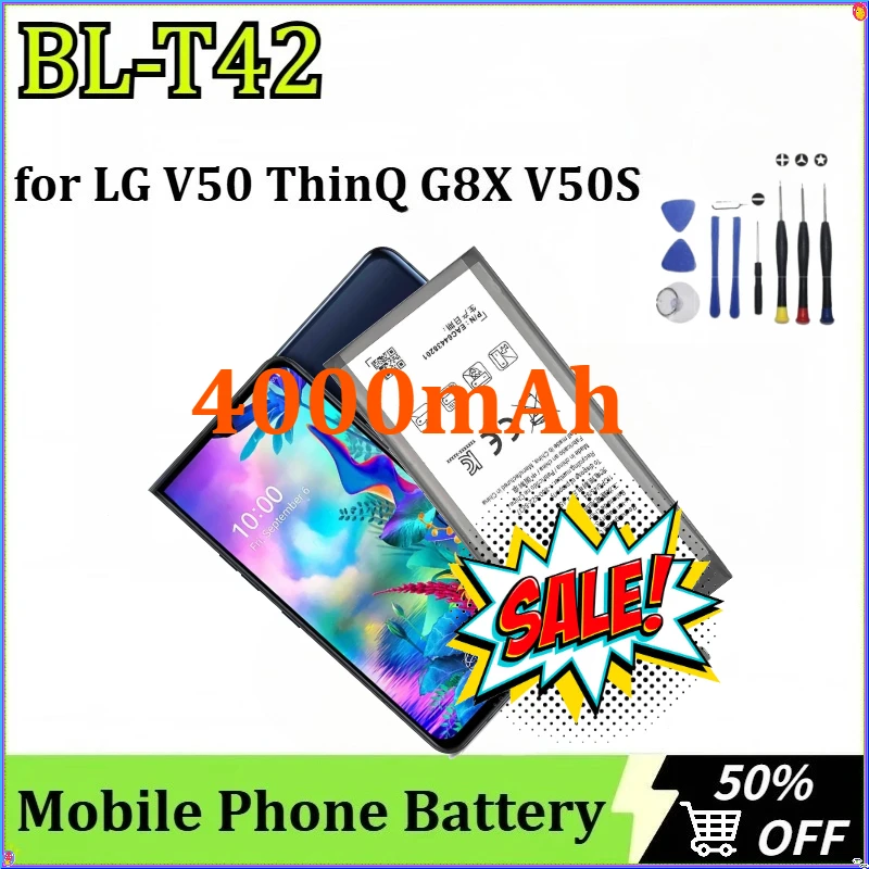

For LG V50 ThinQ G8X V50S High Quality Replacement Battery Large Capacity Built-in Mobile Phone Battery BL-T42 4000mAh + Tools