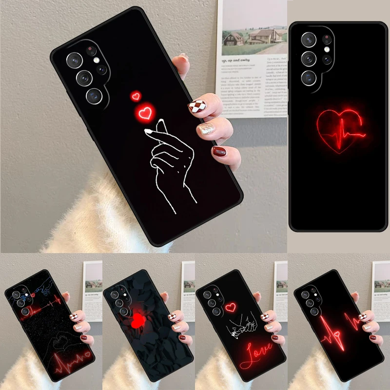 Abstract Art Line Love Heart Pattern phone case Cover For Samsung Galaxy S24 S25 Ultra S21 S22 S10E Note 10 Plus 20 FE S23