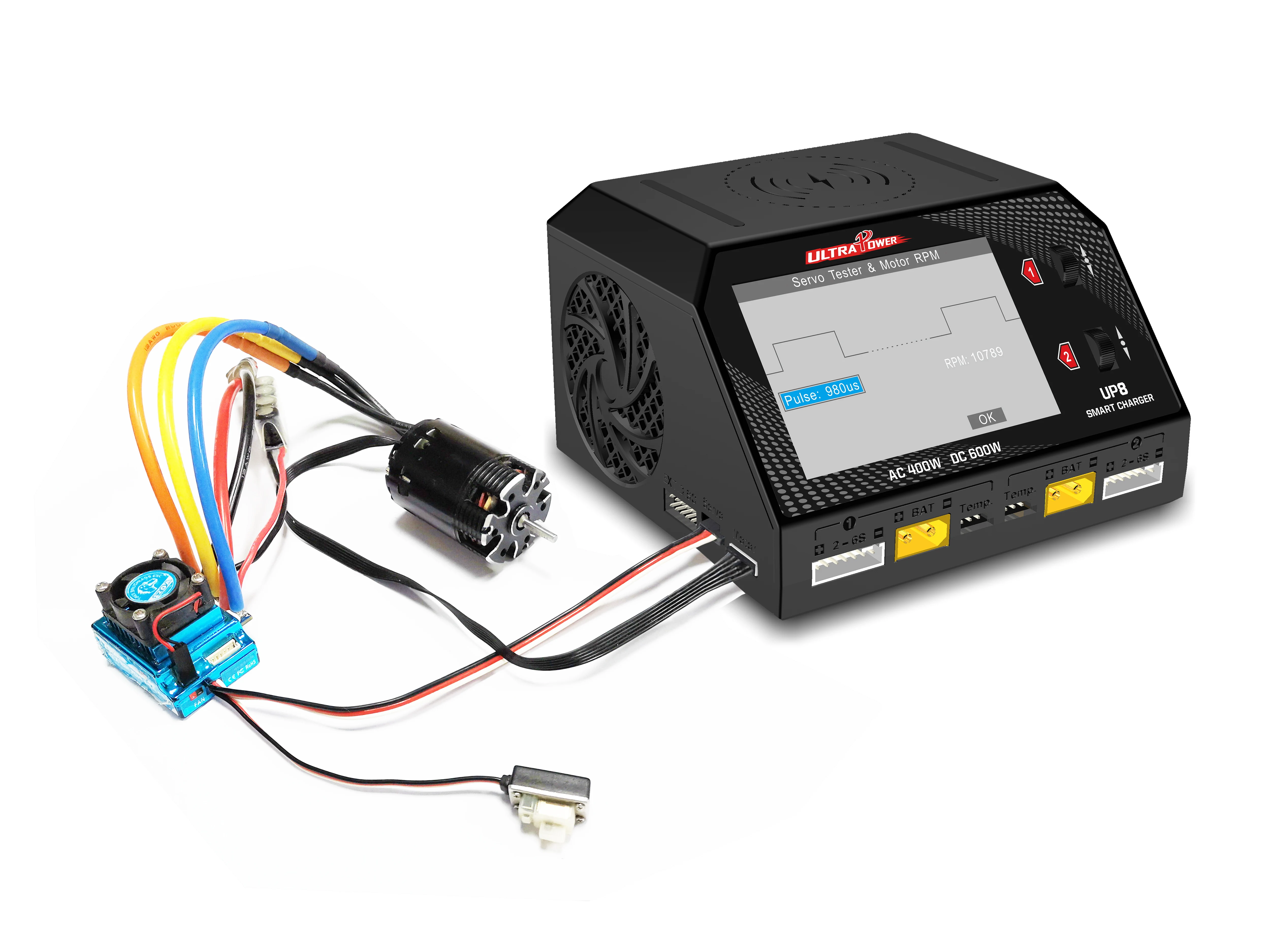 UltraPower UP8 AC 400W DC 600W 듀얼 채널 스마트 배터리 충전기 방전기 RC Lipo LiHV Lilon LiFe 용 무선 서보 테스트