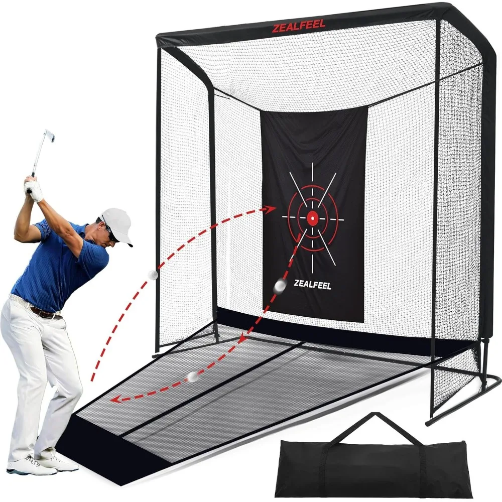 US Shipping 10x7ft 8x8ft Golf Practice Hitting Net with Auto Ball Return Side Barrier Low Noise Target Carry Bag Stakes for