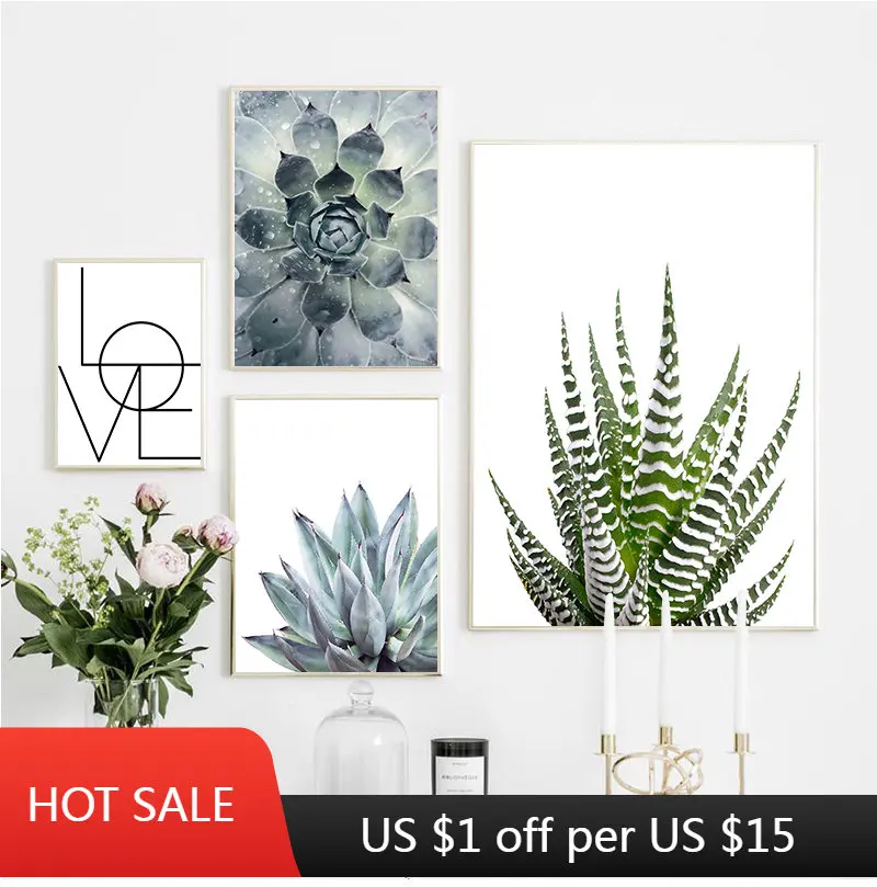 Small Fresh Aloe Juic Plant Nordic Modern Style Posters Canvas Pictures For Living Room Bedroom Decorative Painting Unframed