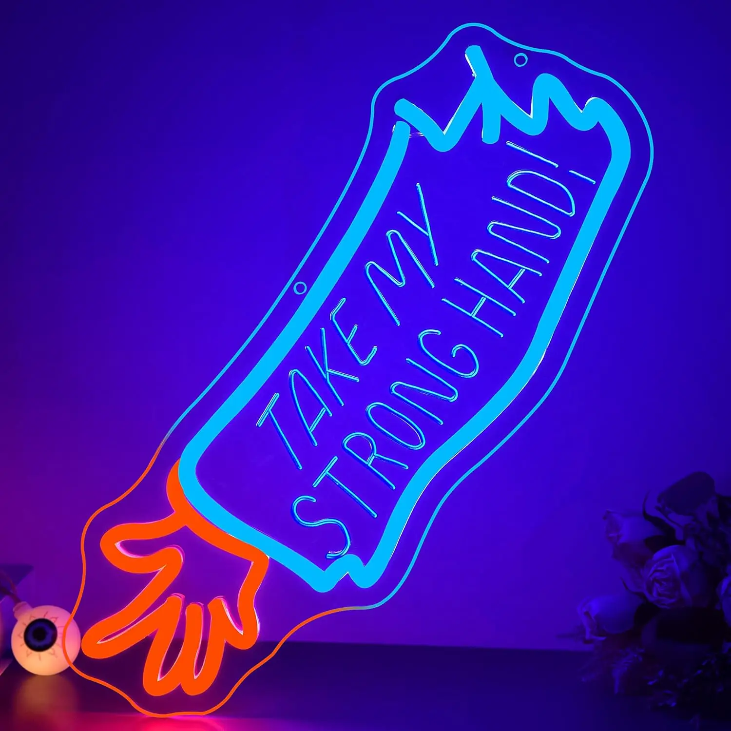 

Неоновая вывеска «Take My Strong Hand» с USB-питанием, готический светодиодный неоновый светильник для кинозала, вечеринок, баров, игровых комнат, спален, декоративное настенное освещение