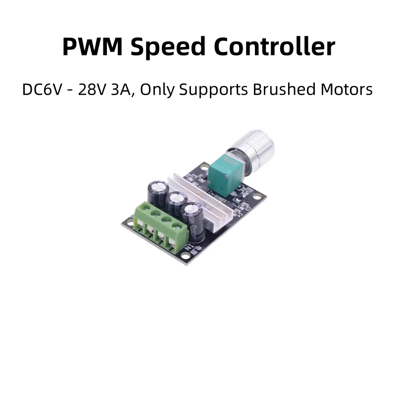PWM DC Brushed Motor Speed Controller, 6V - 28V 3A, Speed - Regulating Switch Control Board, Model 1203BK