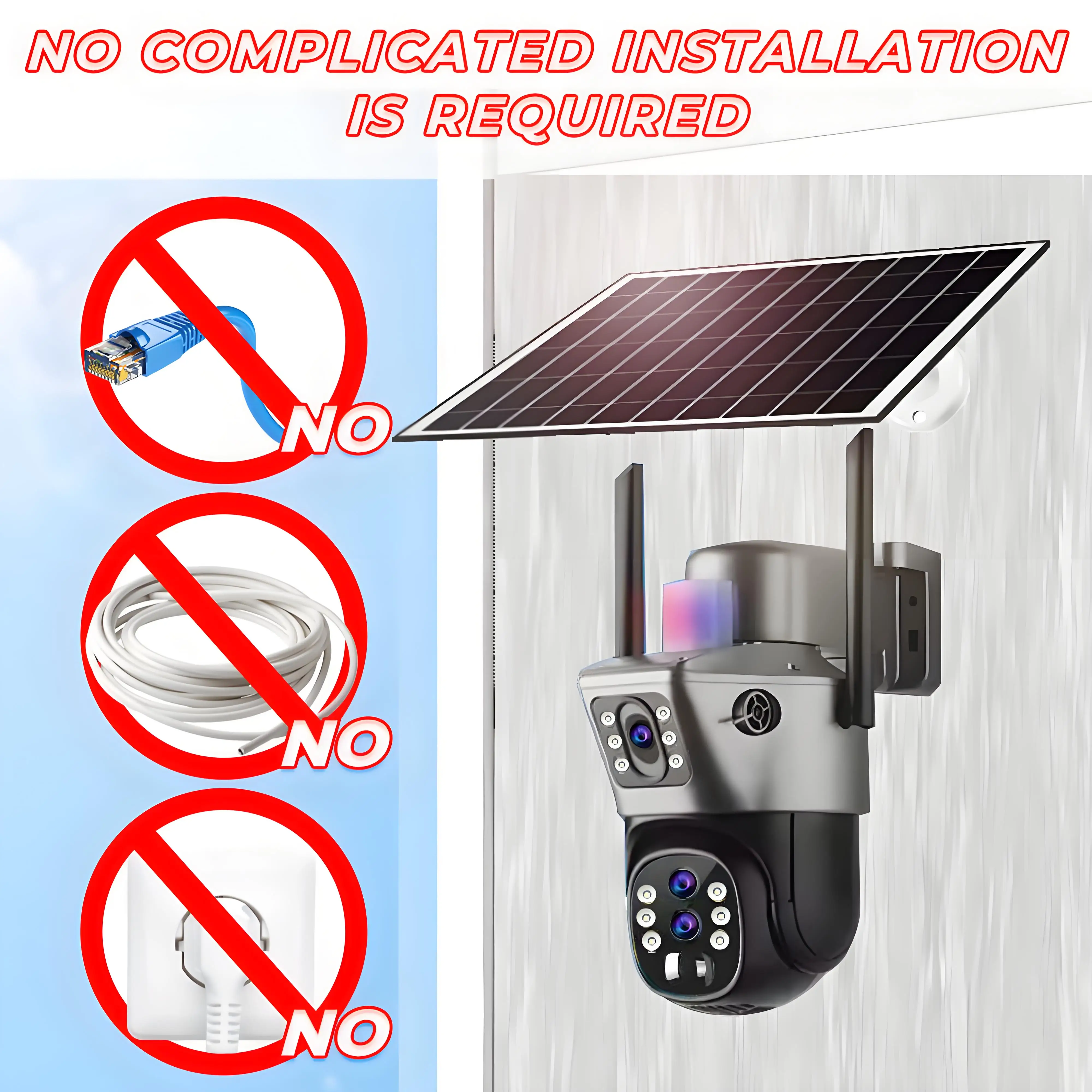 Cámara de vigilancia Solar para exteriores 4G Sim 6K 12MP tres lentes 10 Zoom Digital inalámbrico Cctv PTZ IP66 cámaras de Panel Solar de seguridad