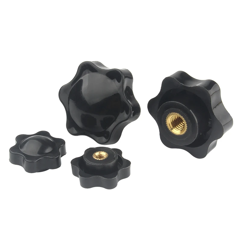 M4 M5 M6 M8 M10 M12 Handle Thread Star Plum Bakelite Hand Tighten Nuts Mechanical Black Thumb Nuts Clamping Knob Manual Nuts