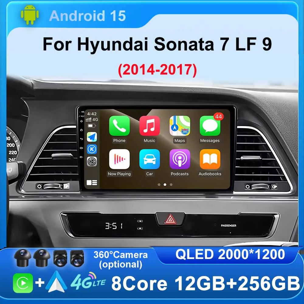Android15 Auto for Hyundai Sonata 7 LF 9 2014 -2017 Car WIFI 4G GPS Navigation Radio Multimedia Video Player  BT DSP No DVD