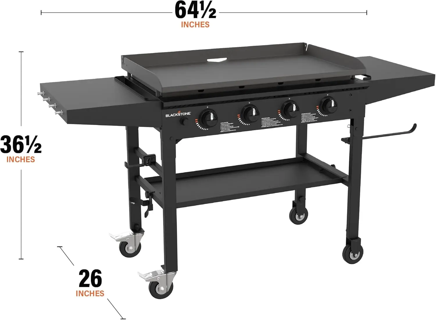 Griddle Omnivore com prateleiras laterais dobráveis, preto, 1554, 36"