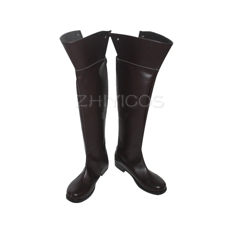 New Anime Attack On Titan Eren Levi Cosplay Shoes Knee Length Cosplay Boots Zipper-up Brown Customized