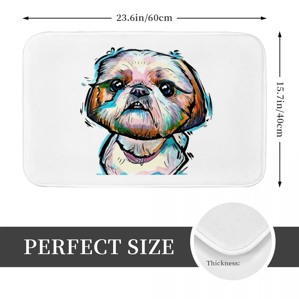 Shih Tzu Dog Art Anti-slip Doormat Floor Mat Sand Scraping Carpet Rug for Kitchen Entrance Home Bedroom Footpad Mats
