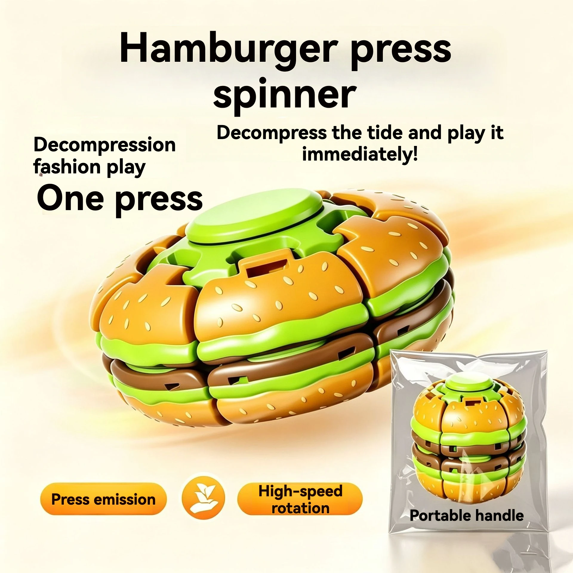 Burger Pressing Rotating Fingertip Gyroscope Toy for Decompression Colorful Gyroscope Decompression Small Toy