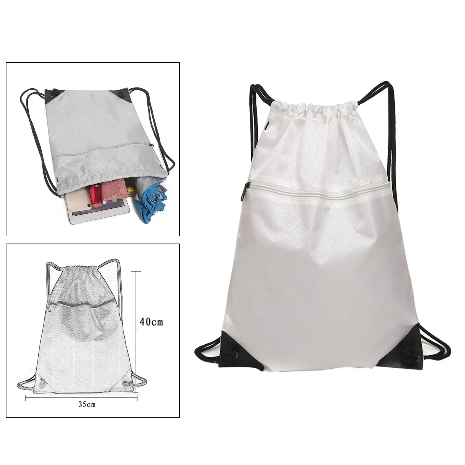 Drawstring Backpack Waterproof String  for Men Outdoor Activities Nylon Sports Gym Bags