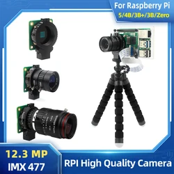 Cámara Raspberry Pi de 12,3 MP de alta calidad con Sensor Sony IMX477, lente opcional de 6mm CS 16mm c-mount 8-50mm para Pi 4B 3B Zero 2 W