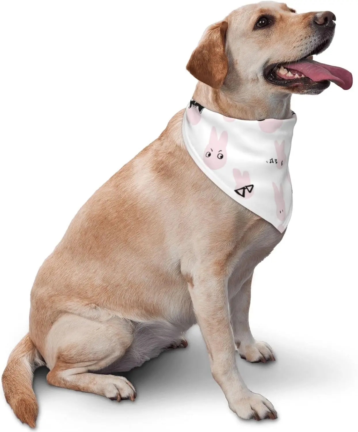 Easter Dog Bandana, Easter Triangle Bid Scarf,Pink Rabbit Reversible Holiday Dog Scarf,for Puppy Large Dogs (Rabbit)