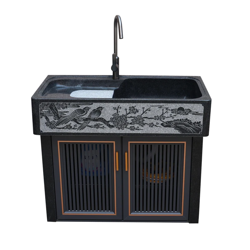 

Outdoor marble laundry pool with rubbing board courtyard granite carving basin stone sink integrated vegetable washing pool