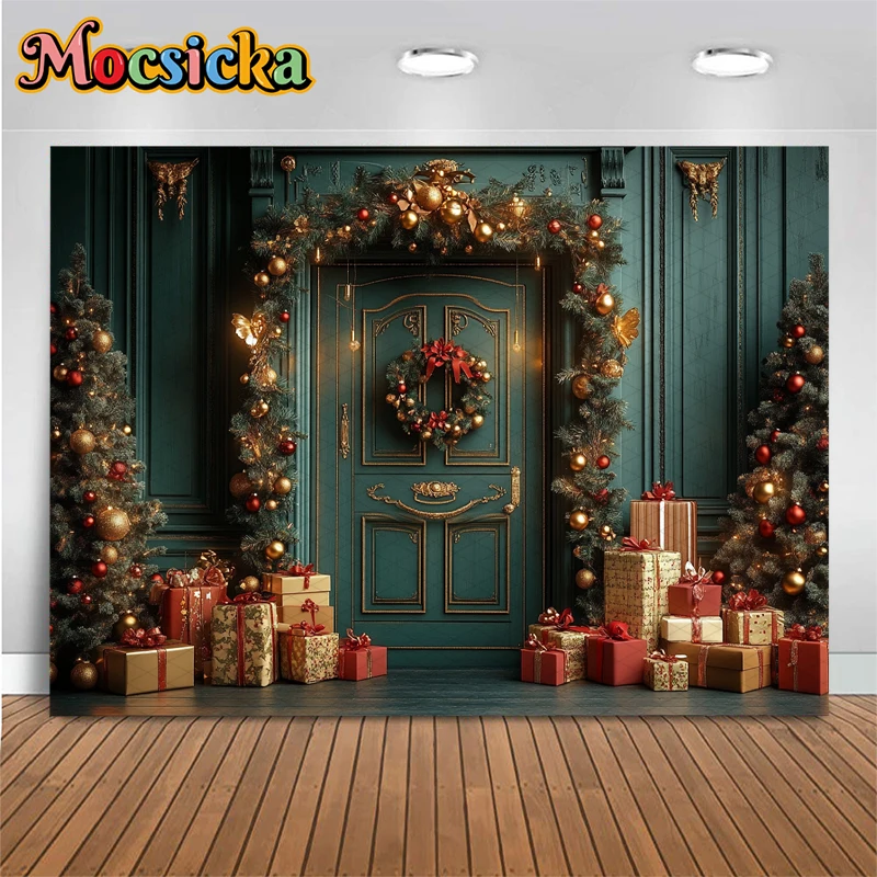 Christmas Photo Background For Shooting Green Xmas Tree Kids Family Portrait Photography Backdrops Room Decorations Photo Studio