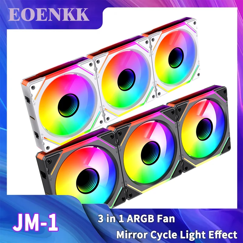 

JM-1 Вентилятор корпуса компьютера ARGB Зеркальный цикл Световой эффект 120 мм 4-контактный ШИМ Вентилятор охлаждения ПК Низкий уровень шума Вентилятор водяного охлаждения