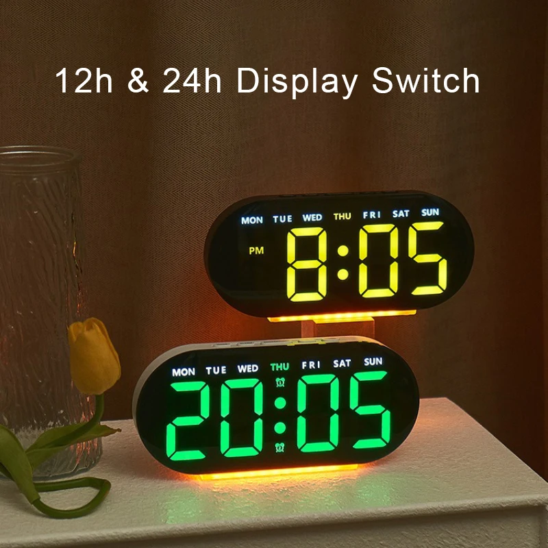 LED Digital Alarm Clock Dual Alarm 12/24H, Table Clock with Temp USB Charger, Night Light Multifunctional for Bedroom Home