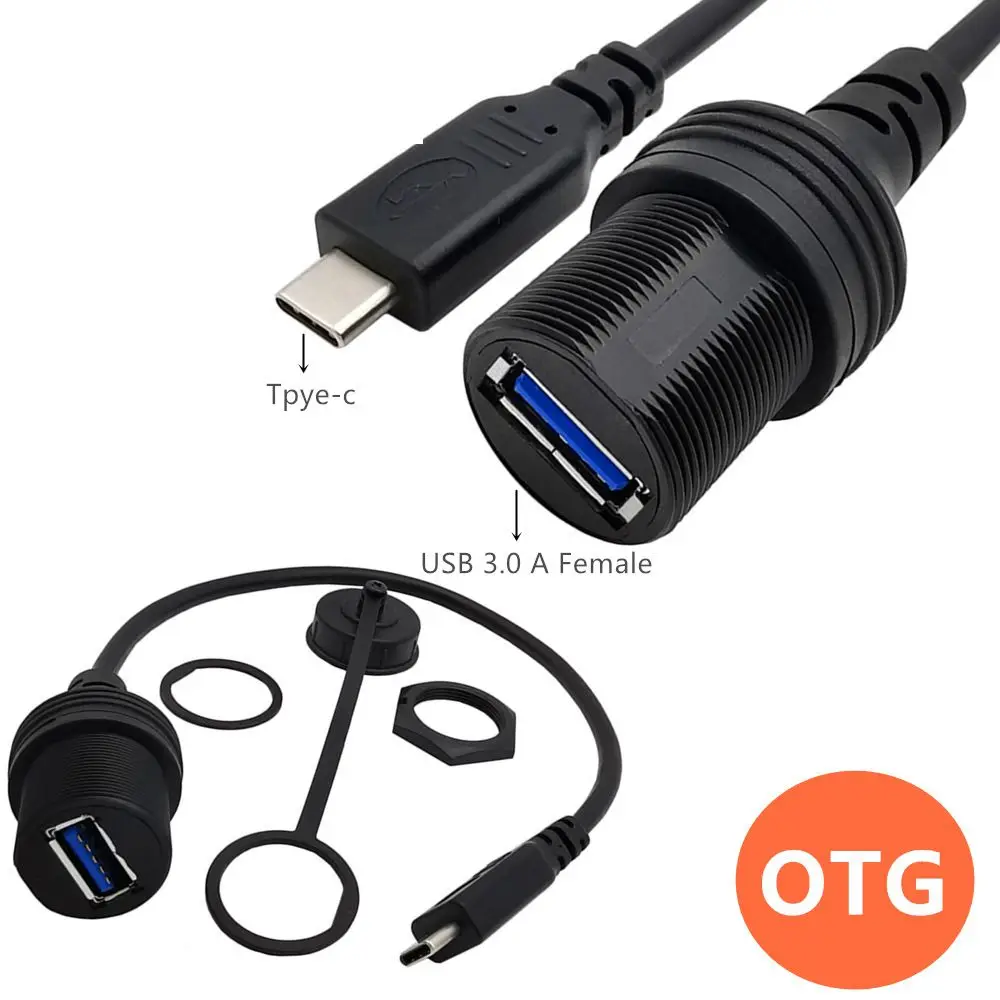 

Водонепроницаемый кабель с разъемом типа C к USB A типа OTG USB3.1 B, кабель для монтажа на панели AUX, для автомобилей, грузовиков, лодок, мотоциклов, приборной панели