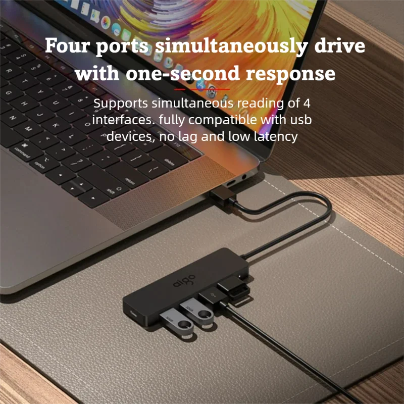 AIGO USB HUB 4 Ports USB C/A Hub Type C to USB3.0 Splitter Adapter For Laptop Desktop PC Accessories Splitter Docking Station - view 5
