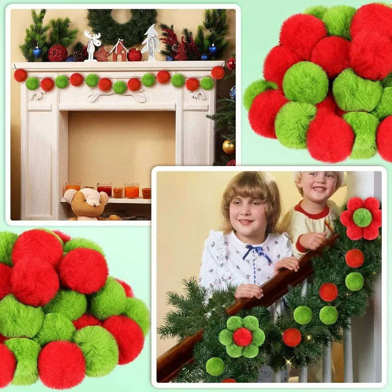 6 Stücke 6 cm Weihnachtsdekoration Flauschige Kugel Hängende Ornamente für Halloween Party Weihnachten Zuhause Neujahr Geschenke Navidad Decor Handwerk