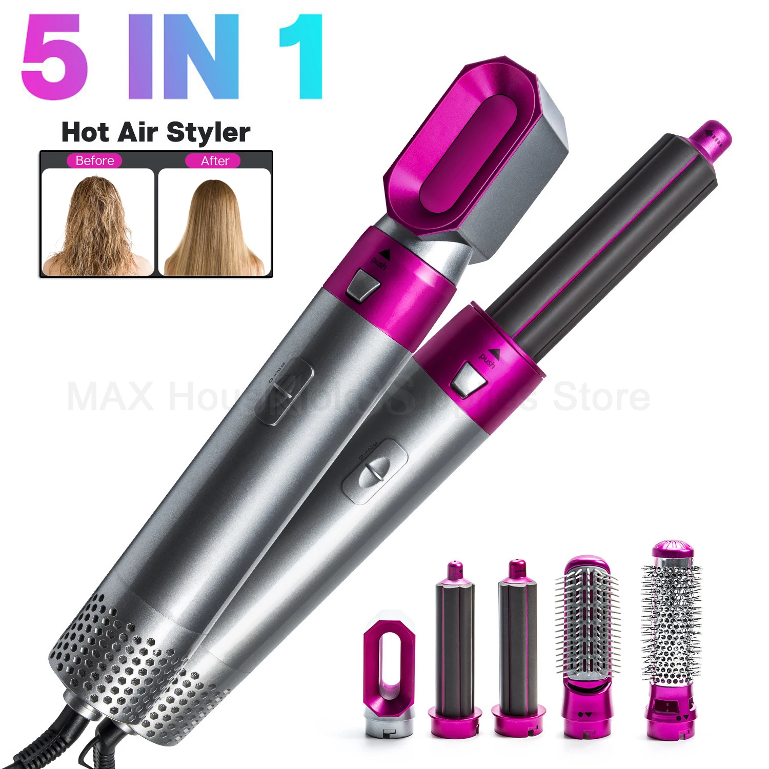 5 in 1 Hair Dryer Hot Comb Set Professional Curling Iron Hair Straightener Styling Tool For Dyson Airwrap Hair Dryer Household