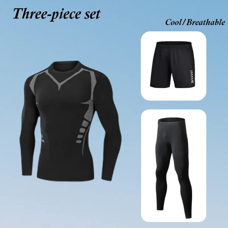 

Мужской спортивный костюм для фитнеса, высокоэластичный, для баскетбола, быстросохнущий, дышащий, компрессионный, для бега и тренировок, весна-лето