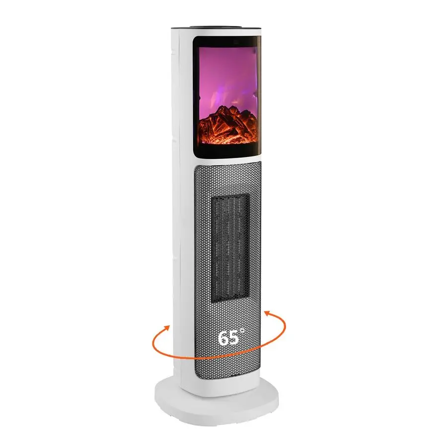 

Керамический башенный обогреватель мощностью 1500 Вт с 3D-эффектом пламени, электрический обогреватель с 65-градусным осциллятором, регулируемым термостатом и пультом дистанционного управления, 1 шт.