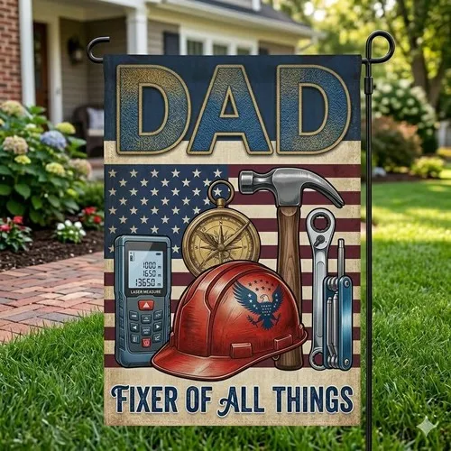 Dad Fixer of All Things Garden Flag Fathers Day Gift Outdoor Yard Decor AAV hhz