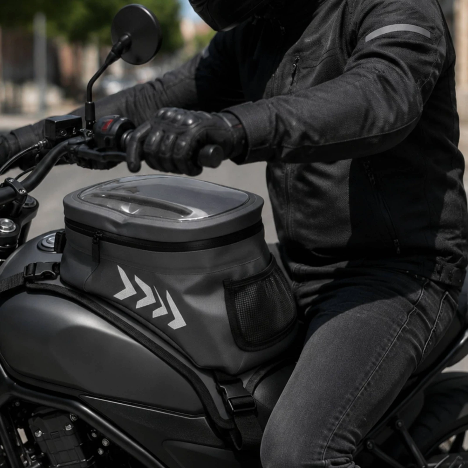 Motorcycle Tank Bag Sleek-Profile Motorcycle Tank Bag with Clear Window Sturdy Portable for Motorcyclists, Daily Rides