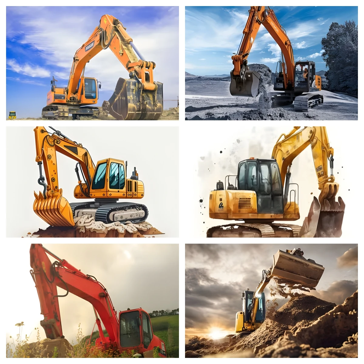 Excavator DIY 5D Diamond Painting Engineering Vehicle Picture Hand Diamond Embroidery Rhinestones Cross Stitch Home Wall Decor