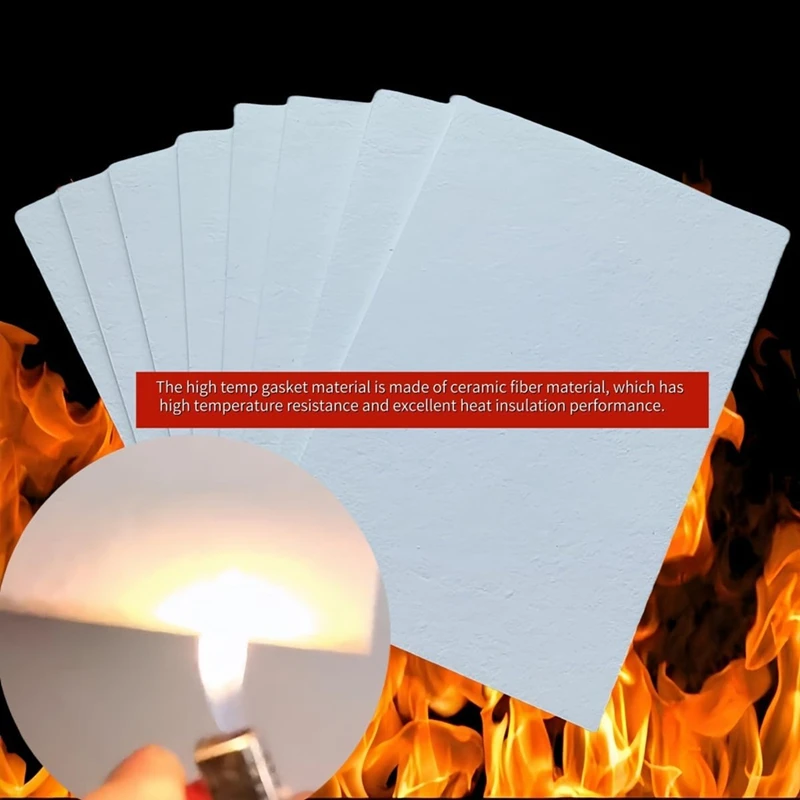 8 Pieces High Temperature Gasket Paper White  Fiber Gasket Material Fireproof Insulation Board For Pellet Stove